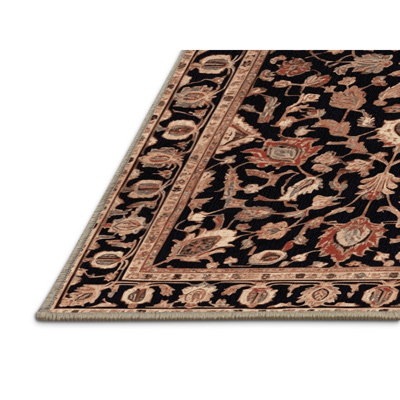 Tapis brun lavable à la machine, Rond 5 pi