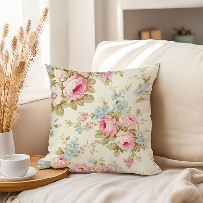 Animals William Morris Birds Damask Pattern I Cottage, 18" H x 18" W, Floral Dream Pattern I Shabby Elegance Flowers
