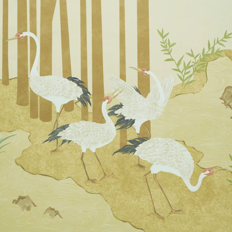 Ensemble de panneaux de grue Yashinoki, Doré