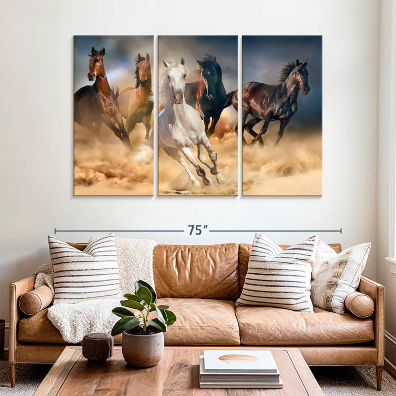 Brampt Sprinting Arab Horses, 42" H x 65" W