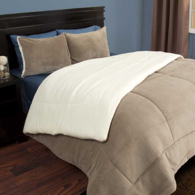 Sherpa Bedding Set - Fleece Bedspread with Pillow Shams Comforter Set - Warm, Cozy Bedding, King Comforter + 2 King Shams