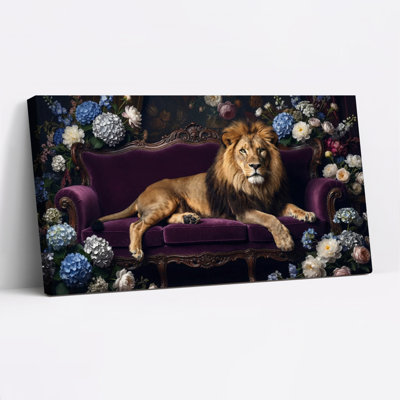 Lion Sofa Canvas Wall Art Oil Painting Print Set Of 1