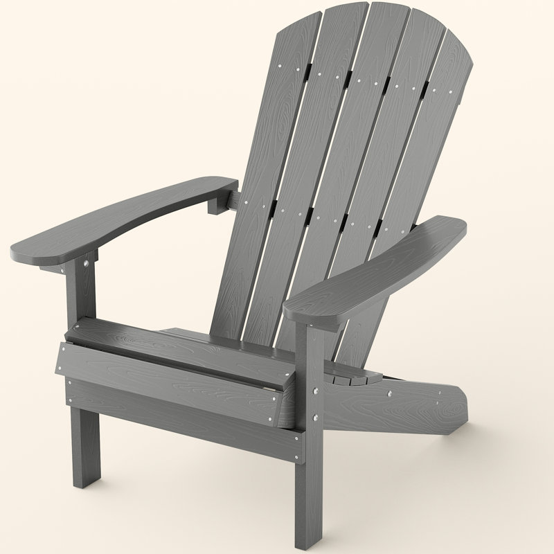 Plastic Adirondack Chair, All-Weather HIPS Outdoor Patio Chairs for Lawn, Garden, Fire Pit, Backyard, Gray