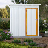 Abri de jardin extérieur en métal blanc et jaune 5 pi x 4 pi