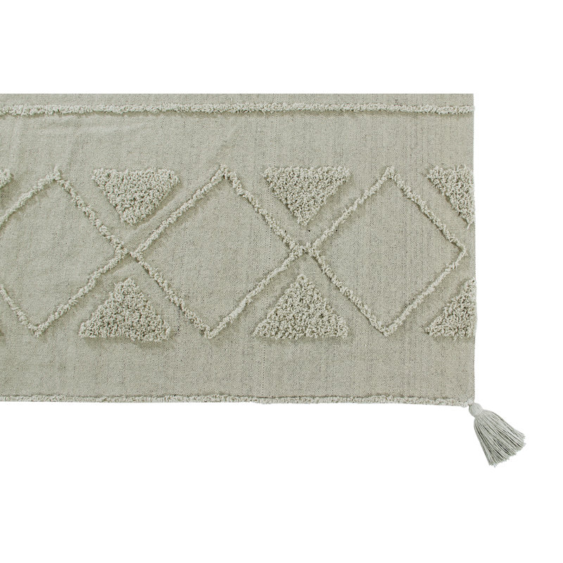 Tribu Cotton Southwestern Area Rug in Olive, Rectangle 5'7" x 8'