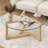 [New Picture] Round Glass Coffee Table Modern Cocktail Table Easy Assembly With Tempered Glass Top & Sturdy Wood Base, Natural (OLD SKU: WF190112AAL)-298769662