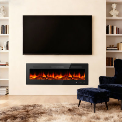 Recessed And Wall Mounted Electric Fireplace With Remote Control, Low Noise, Adjustable Flame Color And Speed