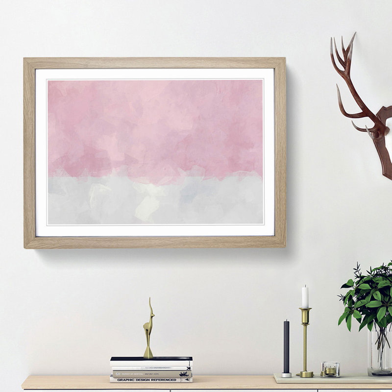 Half of the Heart in Abstract - Picture Frame Painting Print, 27cm H x 36cm W x 2cm D, Oak Framed