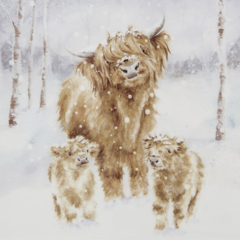 Assiette carrée (vache Highland)