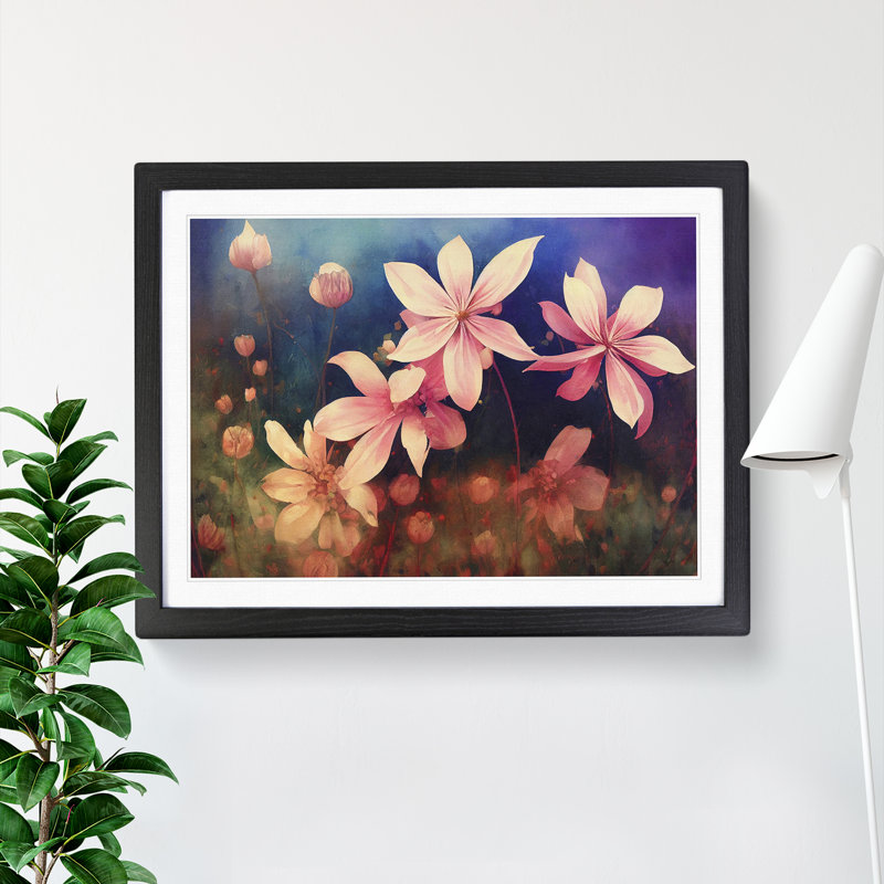 Fascinating Wildflowers Floral - Single Picture Frame Print, Black, 46cm H x 64cm W x 2cm D