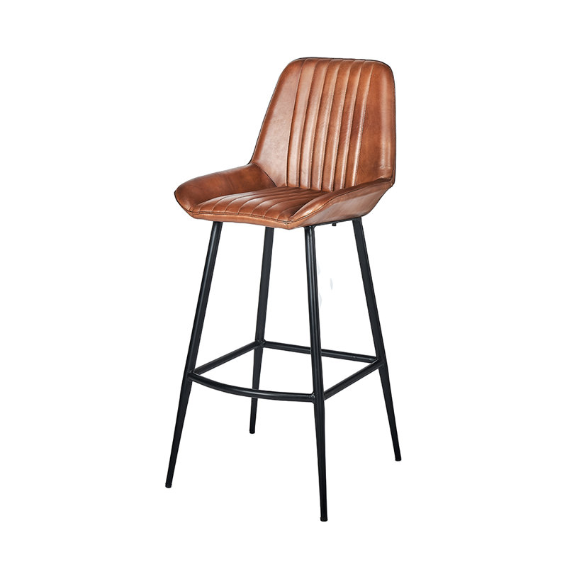 Theressa Upholstered Counter Stool with Metal Frame, Orange