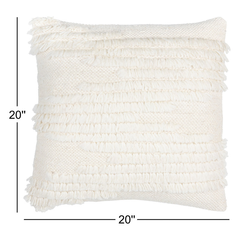Emberly Ruffled Cotton Reversible Throw Pillow, 20" x 20", Down