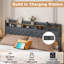 Upholstered Platform Bed Frame with 3 Drawers and RGB LED Lights, Bed with Storage Headboard and Charging Station-1413068933-1413068935