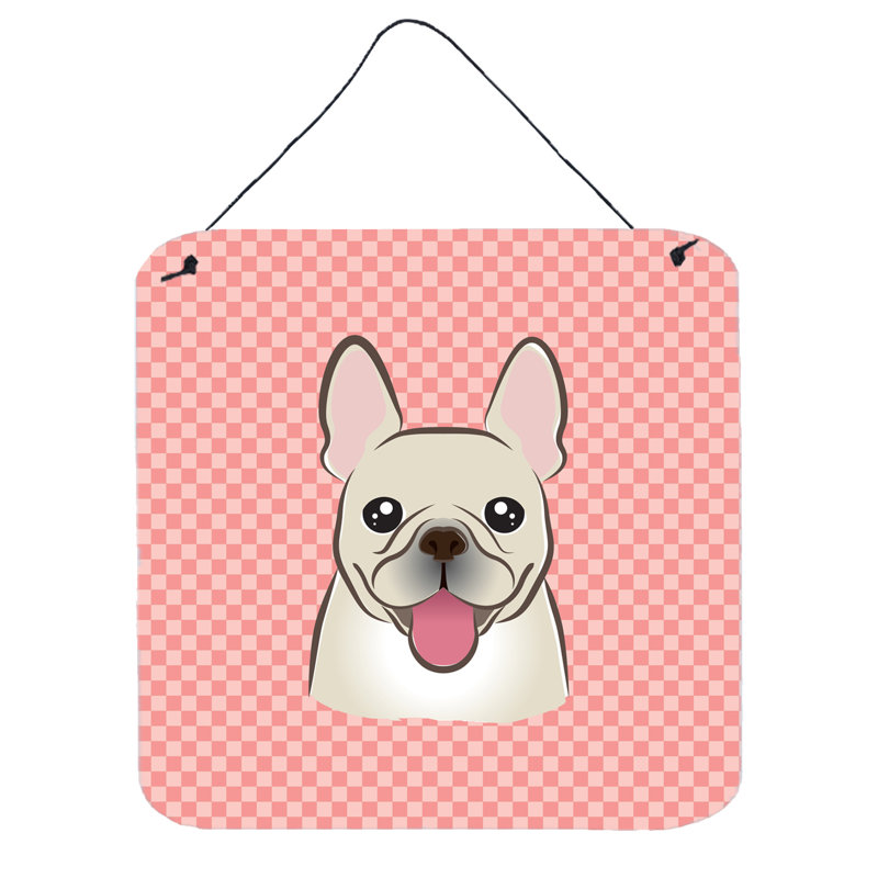 Checkerboard French Bulldog by Denny Knight Graphic Art Plaque, 6" H x 6" W x 0.02" D