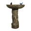 Grand bain d'oiseaux de 24 po pour l'extérieur, piédestal en forme d'arbre avec accents d'oiseaux, bain d'oiseaux décoratif en béton pour la cour de jardin