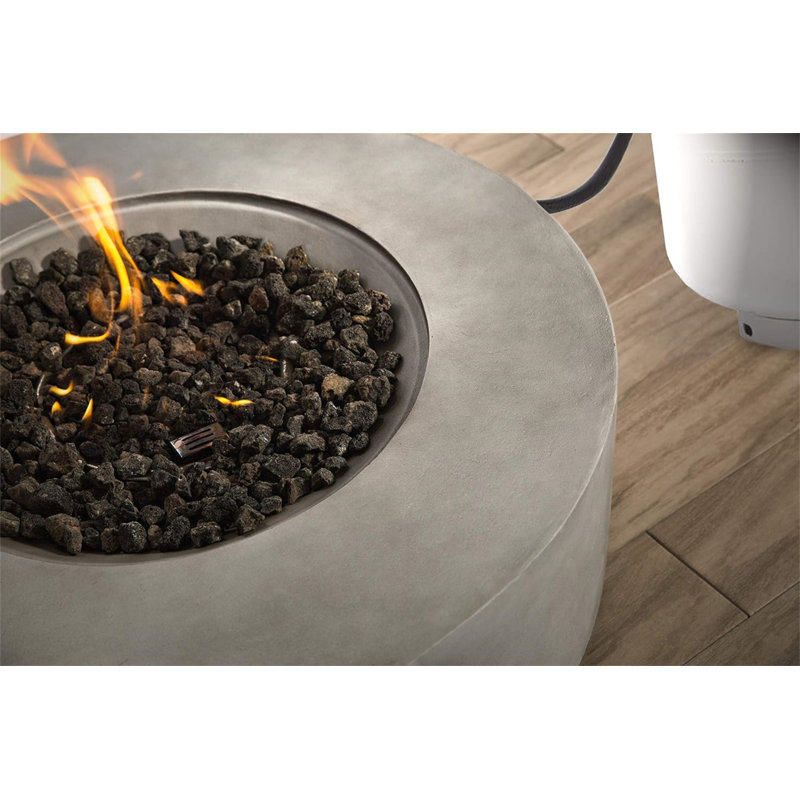 Fiber Reinforced Concrete Outdoor Fire Pit Table, 12" H x 36" W x 36" D