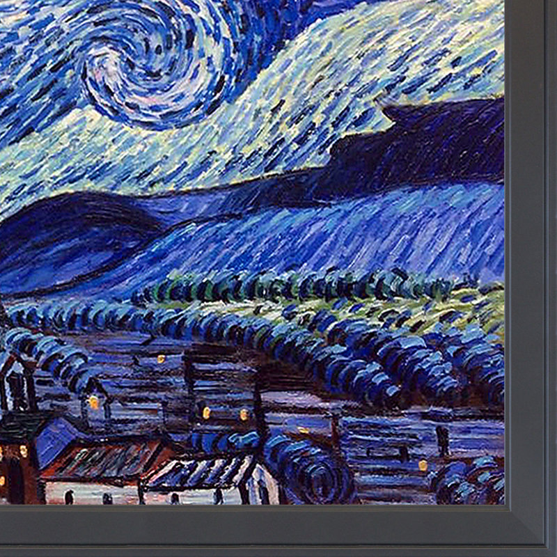 Nuit étoilée par Vincent Van Gogh - peinture sur toile, H 40 po x l 52 po x P 2 po, Cadre noir