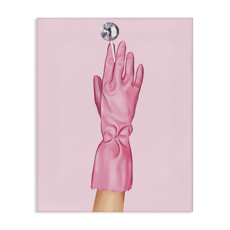 Gant rose et toile boule disco, design par Ziwei Li, H 20 po x l 16 po