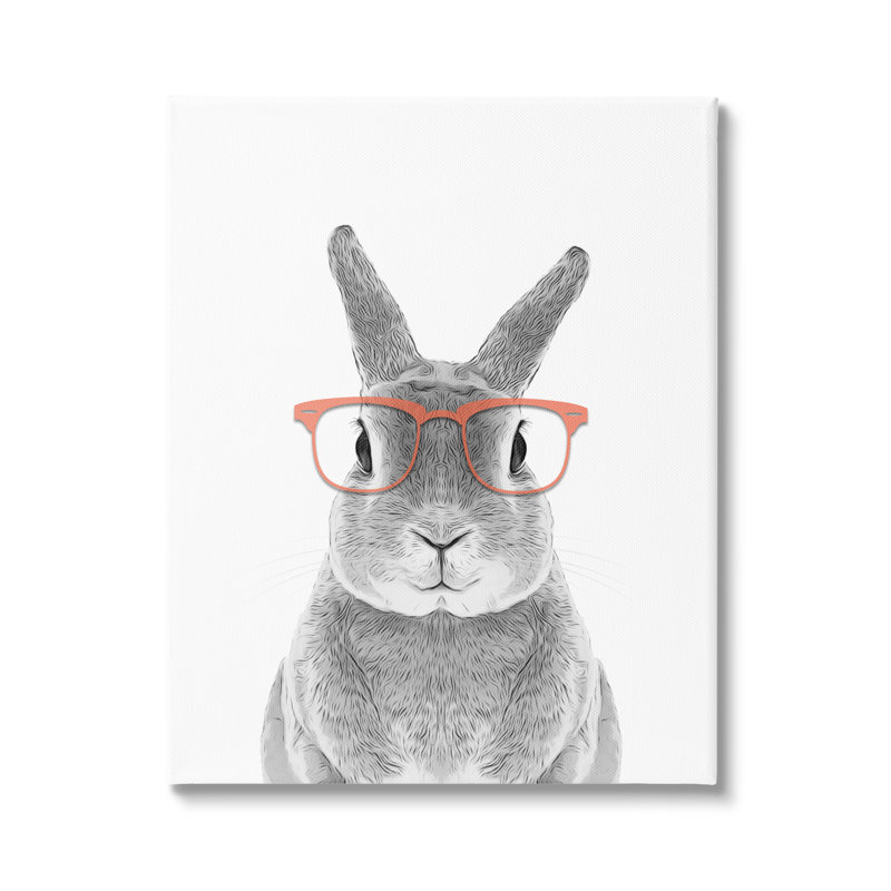 «Cute Bunny Rabbit Glasses» par Annalisa Latella - impression, Toile tendue, H 20 po x l 16 po