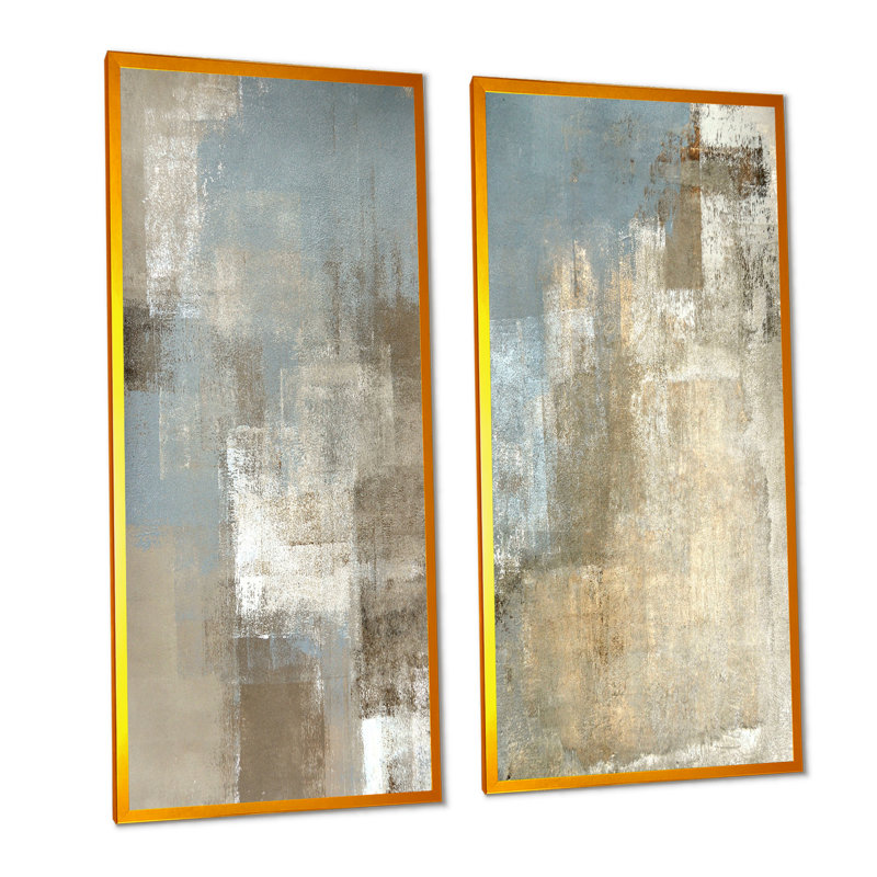 Ensemble de 2 reproductions d'art sur toile - "Grey rencontre l'art abstrait brun III", H 20 po x l 24 po x P 1 po