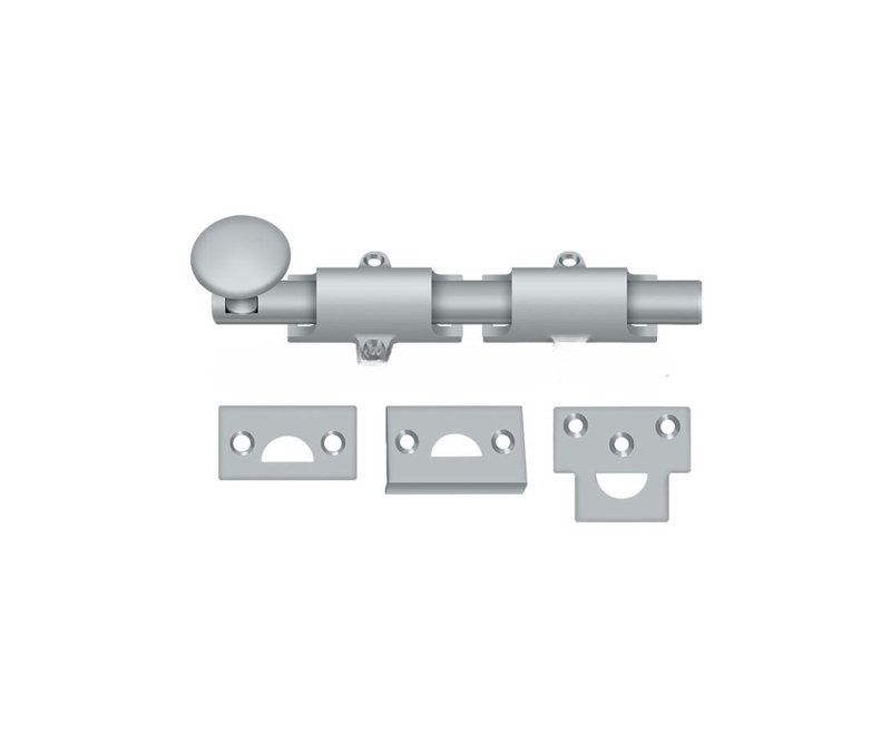 Deltana 6SB003 6" Surface Bolt; Heavy Duty; Lifetime Brass Finish, Satin Chrome