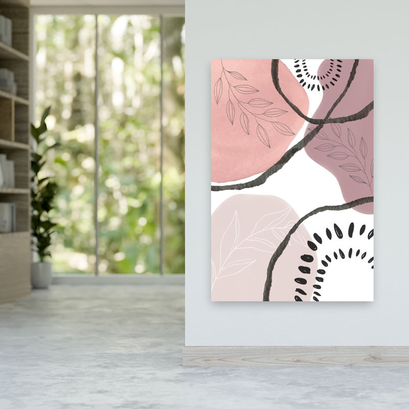 Pink Abstract Botanicals Abstract Landscape Nature Wall Art Print 1 Piece Wrapped Canvas Wall Art, 152.4cm H x 101.6cm W
