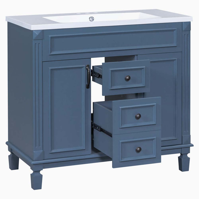 Ensemble de meuble-lavabo simple 36 po Clenon, Bleu