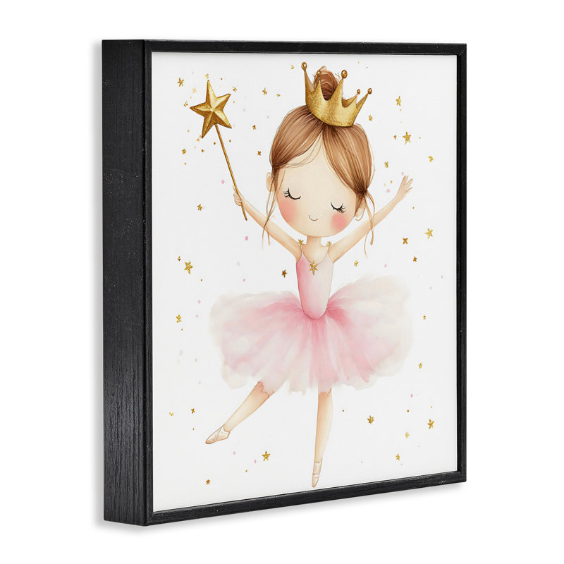 Adorable ballerine avec couronne, estampe numérique, design by Creative Studio, H 17 po x l 17 po