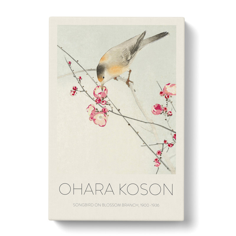 Songbird On A Blossom Branch by Ohara Koson - Wrapped Canvas Print, 50cm H x 35cm W x 3cm D