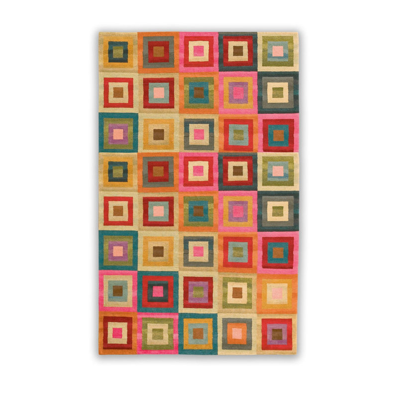Tapis lavable à motif géométrique de couleur pastel, Sous-tapis rectangulaire 2 pi 4 po x 3 pi 11 po