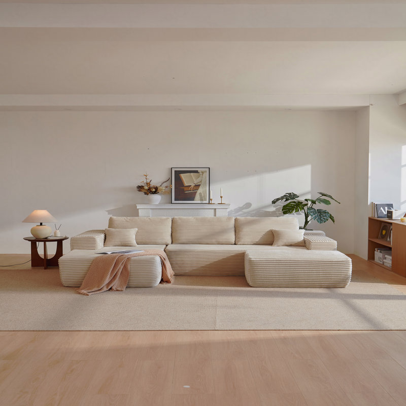 104''Cloud Sectional Couch With U-Shaped Chaise,Modern Modular Sofa With Deep Seat, Upholstered Couches For Living Room Bedroom,No Assembly Required,,Beige
