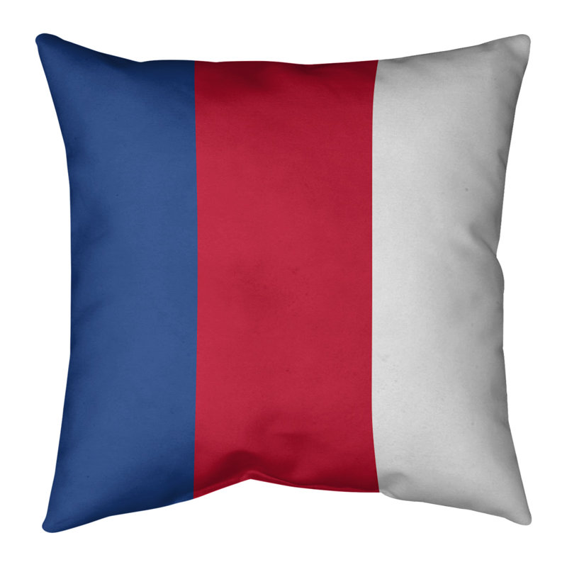 Coussin Detroit, 20 po x 20 po, Bleu royal / rouge / blanc, Housse de coussin seulement - sans coussin