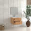 Ensemble de meuble-lavabo flottant 24 po, armoire de salle de bain murale en bois massif avec 2 tiroirs de rangement, lavabo intégré en résine blanche