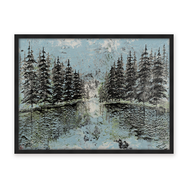 Nature Inspired "Evergreen Reflection" Canvas Wall Art By Karen Biery, 12" H x 16" W, Framed Print, White