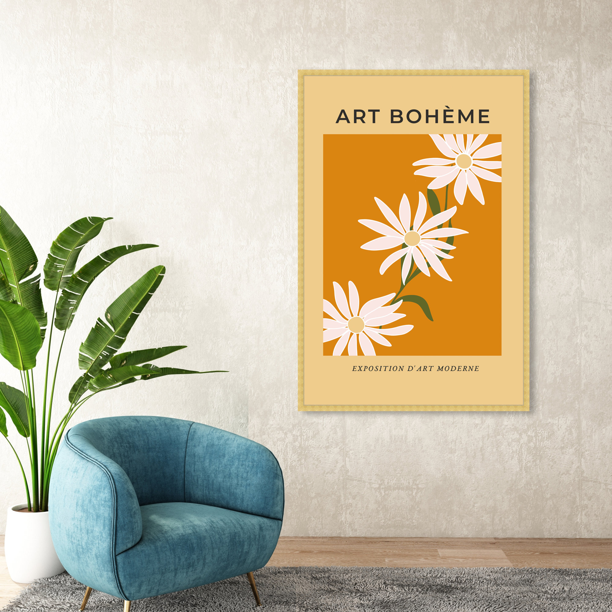 French White Daisy by Oliver Gal, Gold Framed Paper, 56" H x 38" W