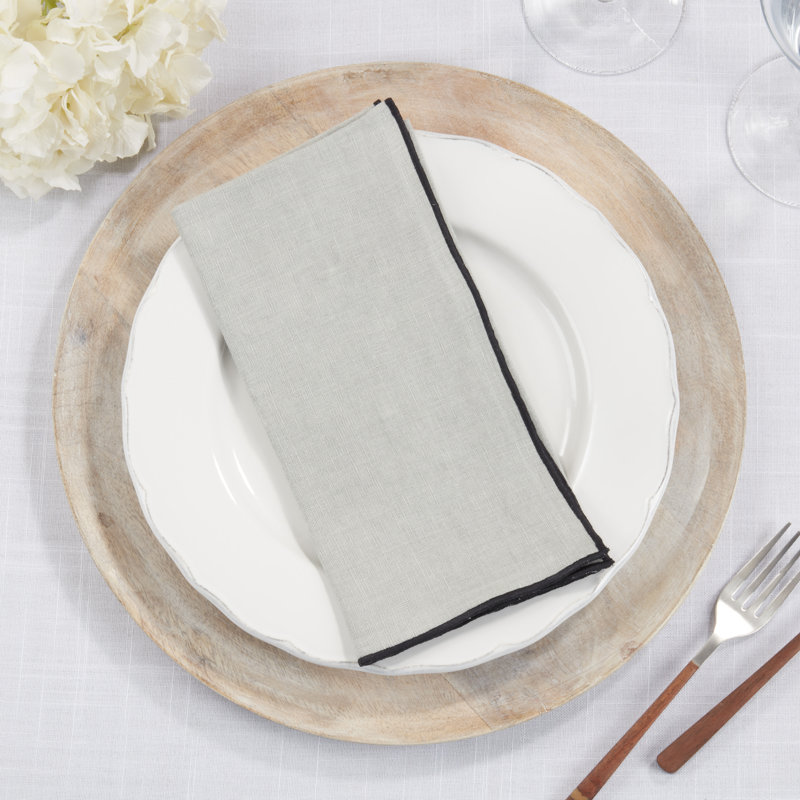 Set of 4 Dartmouth Linen No Pattern Square Napkins, Blue-Grey