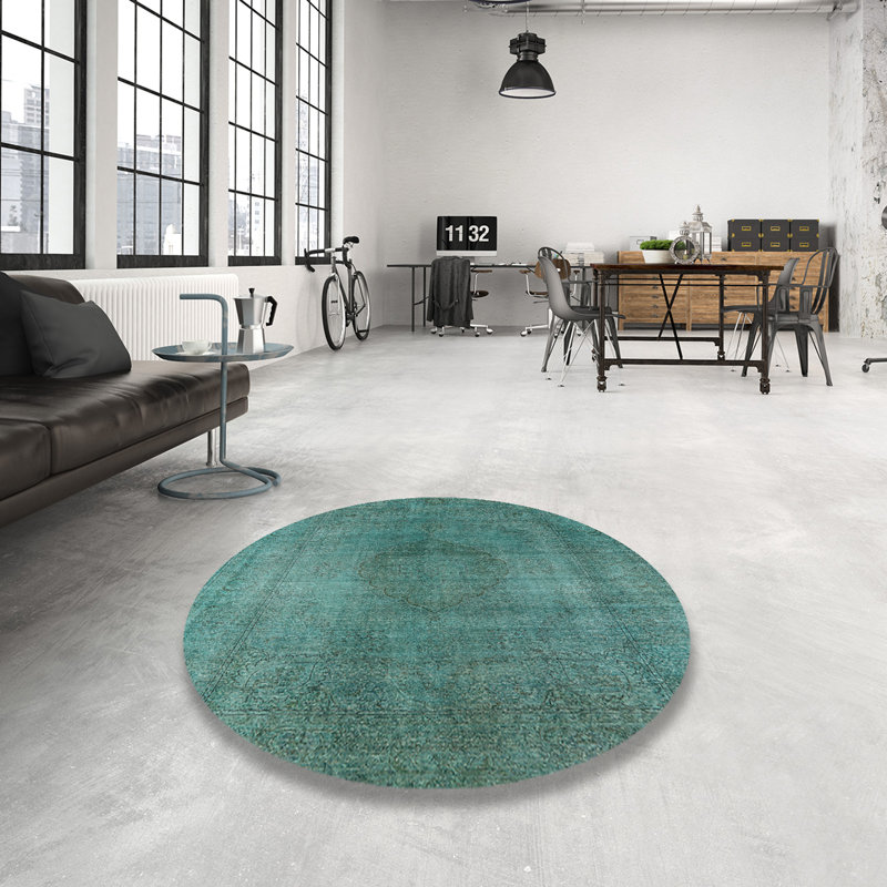 Tapis oriental bleu, Rond 5 pi