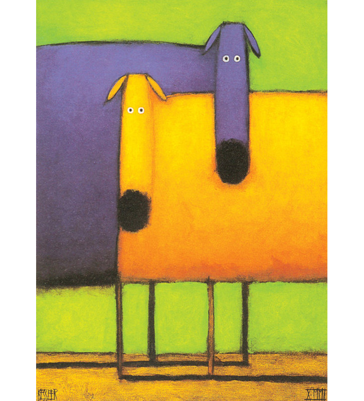 Purple and Orange Dogs, 18" H x 13" W