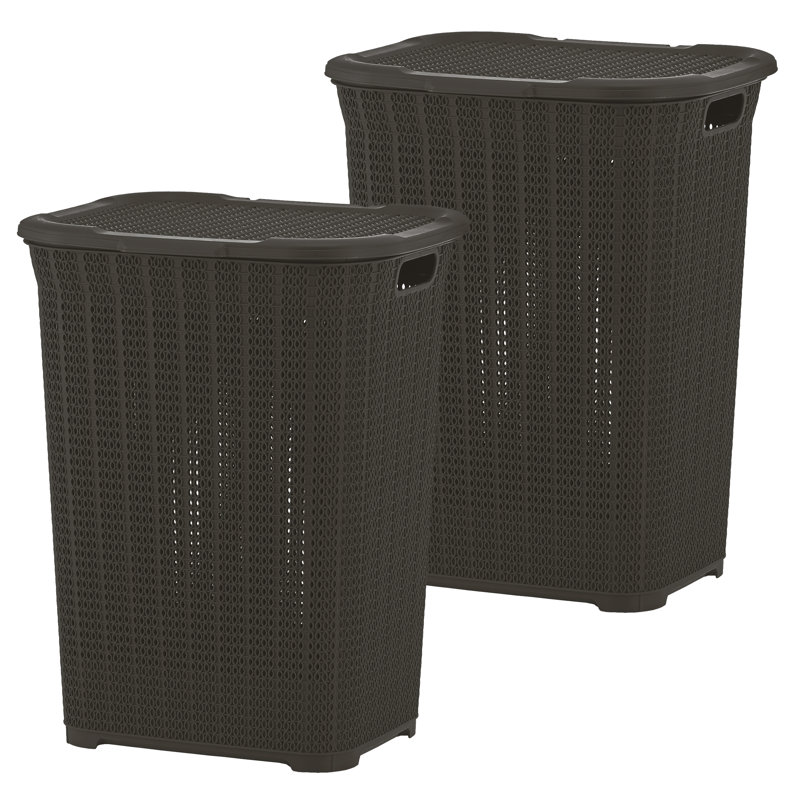 Wicker Laundry Hamper, 22" H x 16.5" W x 13.5" D, Dark Brown