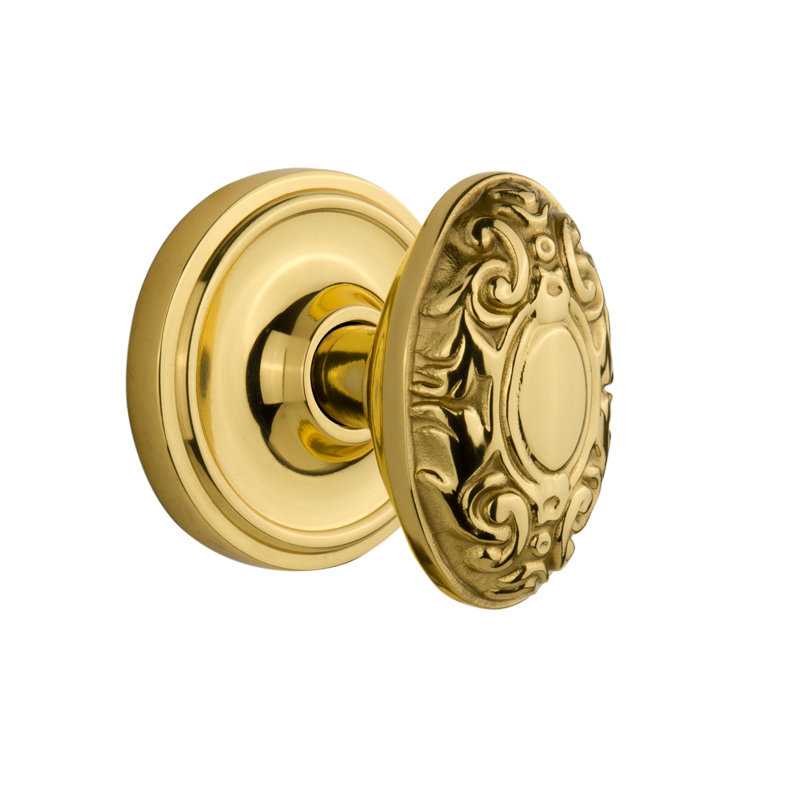 Bouton de porte de mortaise intérieure avec rosette classique victorian, Laiton non laqué
