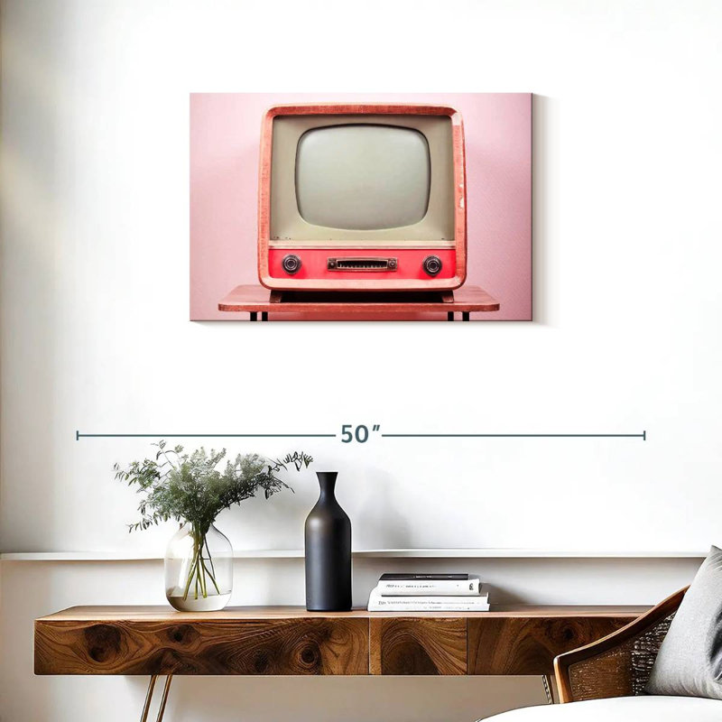 Téléviseur rose rétro Kerner, H 20 po x l 30 po