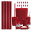 Ensemble 19 pièces d'accessoires de salle de bain de Noël avec rideau de douche gaufré rouge et crochets bonhomme de neige