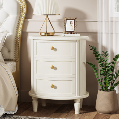 Modern 3 Drawer Nightsand with Solid Wood Legs