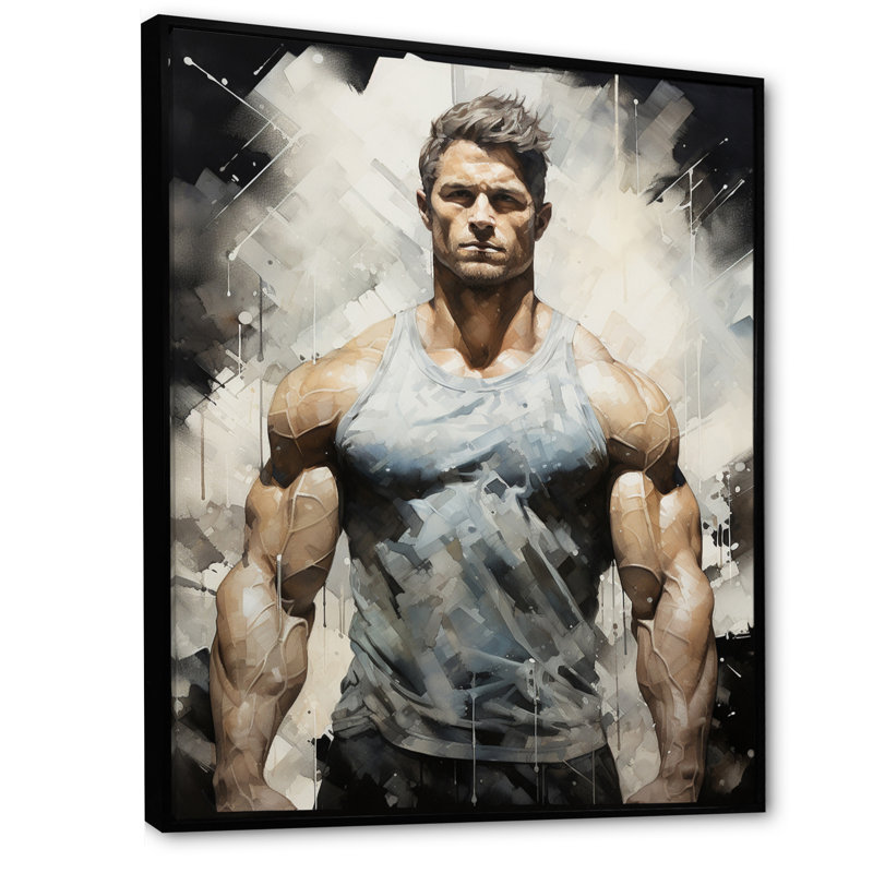 Tristyn - Musculation physique ciselée sur toile, H 40 po x l 30 po x P 1,5 po, Cadre flottant noir