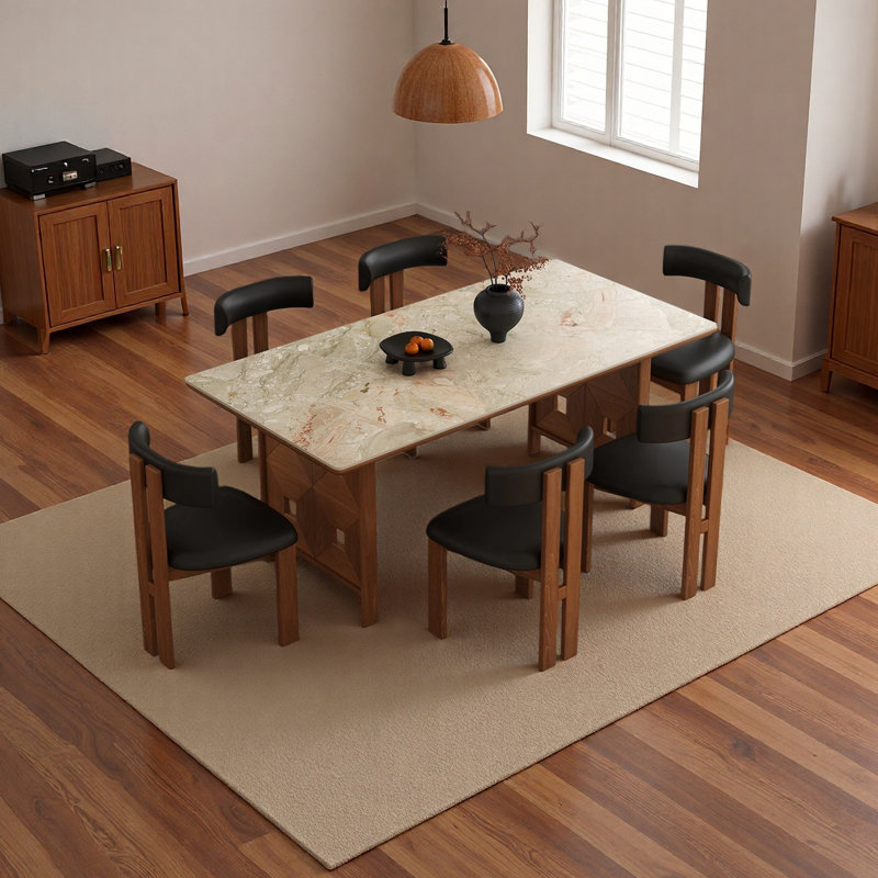 Exquisite and Unique Dining Table, 7 Pieces: Table, 6 Chairs, 29.52" H x 55.11" W x 31.49" D