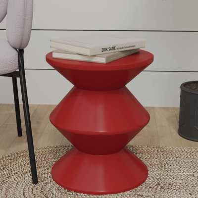 Table d'appoint de 15 po de largeur en plastique ABS avec design à double sablier Collection Michailo
