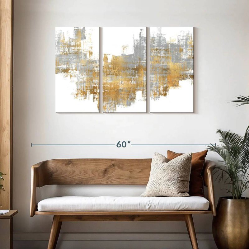 Avery dynamique doré sur gris II, H 28 po x l 45 po