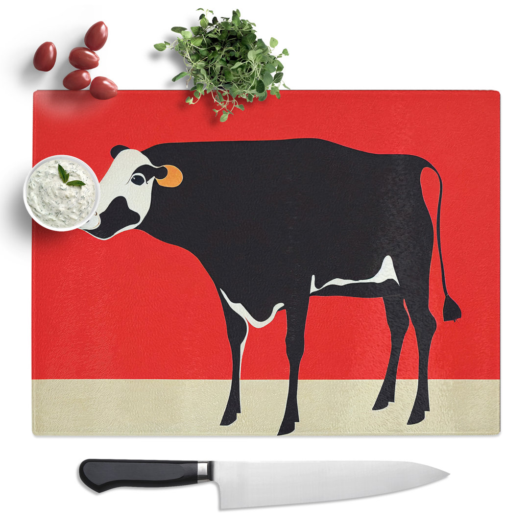 Beauteous Cow Abstract  Glass Chopping Board