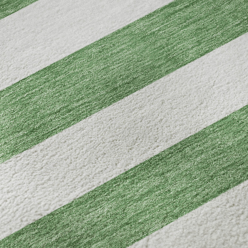 Premium Machine Washable Cerrito AMF528 Green Rug, Rectangle 8' x 10'