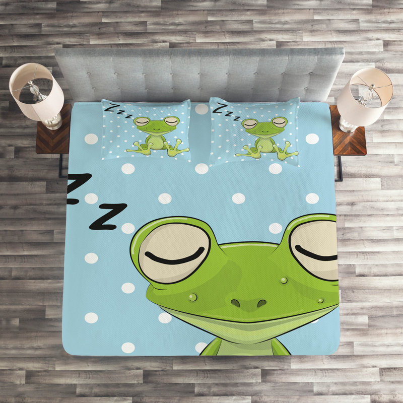 Cartoon Polyester Dots Coverlet, King Bedspread + 2 Shams